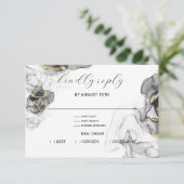 Onyx- und Gold-RSVP-Karte RSVP Karte (Stehend Vorderseite)