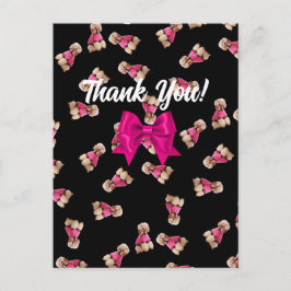 Oodles of Poodles (rosa auf schwarz) Danke Postkarte