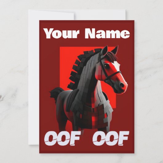 Oof Roblox Funny Meme Red Horse Einladung (Vorderseite)