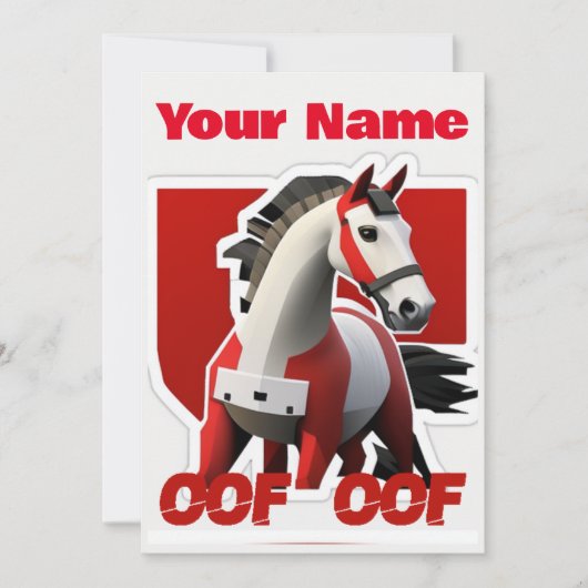 Oof Roblox Funny Meme Red White Horse Einladung (Vorderseite)