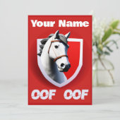 Oof Roblox Funny Meme Red White Horse Einladung (Stehend Vorderseite)