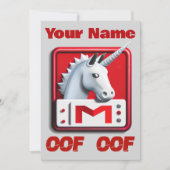 Oof Roblox Funny Meme Red White Unicorn Einladung (Vorderseite)