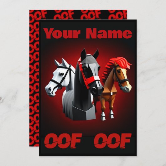 Oof Roblox Funny Meme Rote Pferde Einladung (Vorne/Hinten)