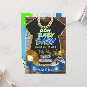 Ooh Baby Baby Hip Hop Blau und Grün Retro Einladung