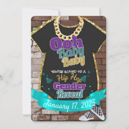 Ooh Baby|Lila und Aquamarine Hip Hop Gender Reveal Einladung
