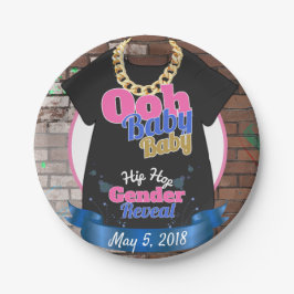 Ooh Baby|Pink & Blue Hip Hop Gender-Bericht Pappteller