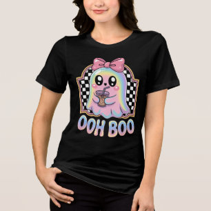 Ooh Boo Niedlich Pastel Ghost Drink Halloween Kawa Tri-Blend Shirt