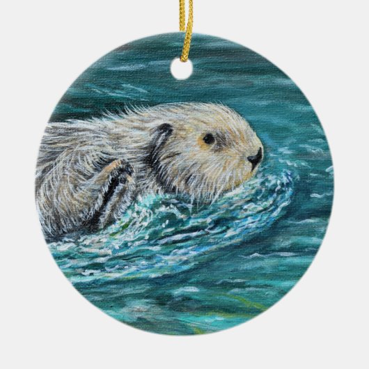 Ooh Goody Lunchtime Sea Otter Malerei Keramik Ornament (Vorne)