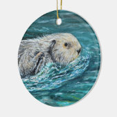 Ooh Goody Lunchtime Sea Otter Malerei Keramik Ornament (Links)