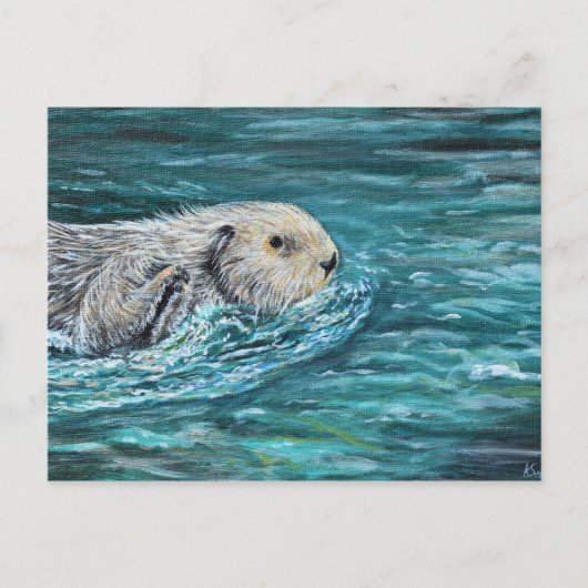 Ooh Goody Lunchtime Sea Otter Malerei Postkarte (Vorderseite)
