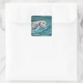 Ooh Goody Lunchtime Sea Otter Malerei Quadratischer Aufkleber (Tasche)
