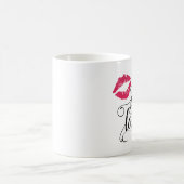 Ooh La Black & Pink Lip Drucktypografie Kaffeetasse (Mittel)