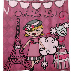 Ooh La Blond hatte Diva Eiffel Tower Poodle Duschvorhang