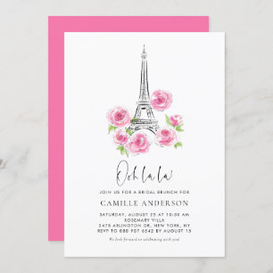 Ooh la Eiffel Tower Pink Bridal Brunch Einladung
