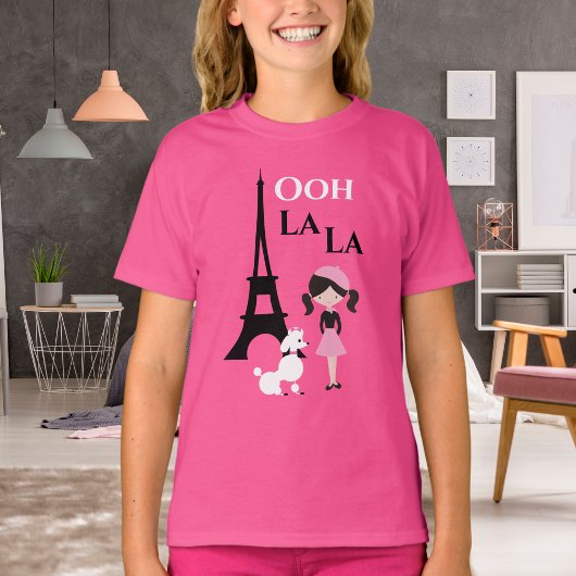 Ooh La Eiffel Tower, Poodle und Girl T-Shirt