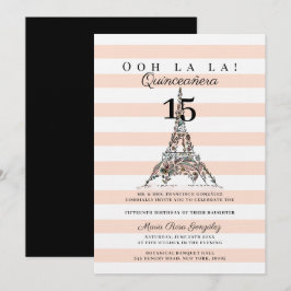 Ooh La Floral Eiffel Tower Paris Quinceañera Einladung
