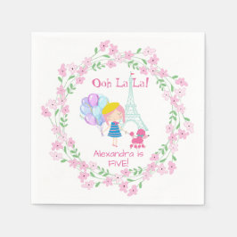 Ooh La La! French Girl & Pink Poodle Paper Serviette