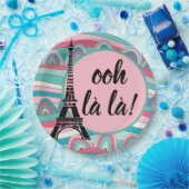 Ooh la la la/ Monogram French Chic Eiffelturm Pappteller (Party)