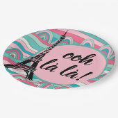 Ooh la la la/ Monogram French Chic Eiffelturm Pappteller (Schrägansicht)