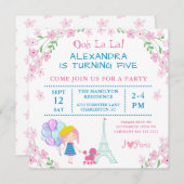 Ooh La La! Paris Girl and Poodle zum Geburtstag Einladung (Vorne/Hinten)