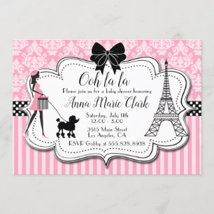 Ooh la la - Paris Poodle Pink Babydusche Einladung