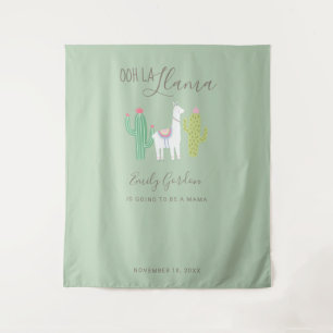 Ooh La Lama Baby Shower Grüner Hintergrund Cute Wandteppich
