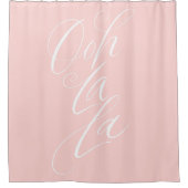 Ooh La Lettering Pale Paris Pink Fabully Sie Duschvorhang (Vorderseite)