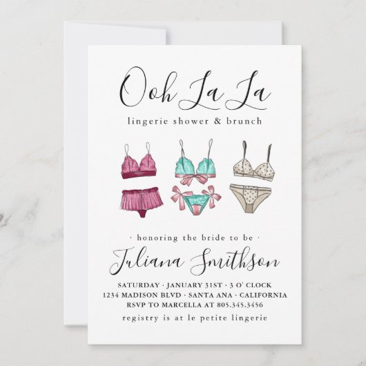 Ooh La Lingerie Brautparty Einladung (Vorderseite)