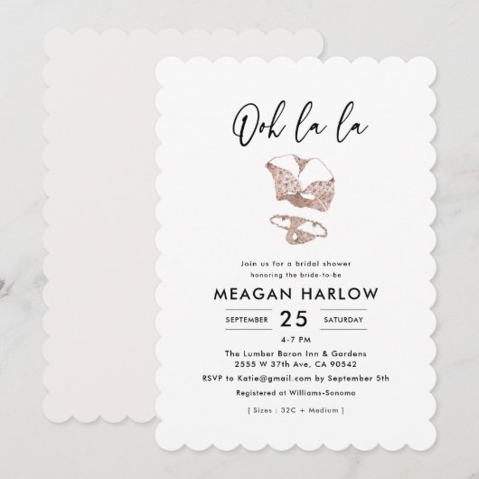 Ooh La Lingerie Brautparty Hen Party Einladung (Vorne/Hinten)