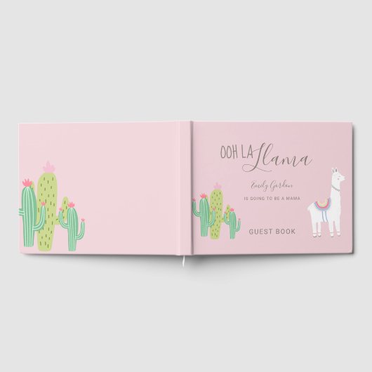 Ooh La Llama Baby Dusche Niedlich rosa Hautpflegem Gästebuch (Voll)