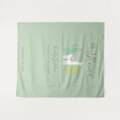 Ooh La Llama Babydusche Grüner Hintergrund Niedlic Wandteppich (Vorderseite (Horizontal))