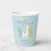 Ooh la llama Babydusche niedlicher Baby-Junge blau Pappbecher (Vorderseite)