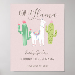 Ooh La Llama Babydusche niedliches Mädchen pink Poster