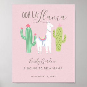Ooh La Llama Babydusche niedliches Mädchen pink Poster