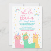Ooh La Llama Rainbow and Stars Baby Dusche Einladung (Vorderseite)