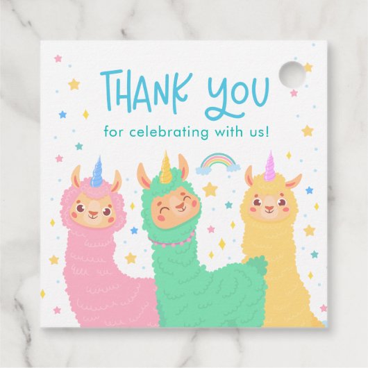 Ooh La Llama Rainbow and Stars Baby Dusche Geschenkanhänger (Rückseite)