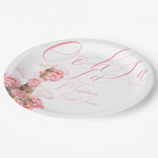 Ooh La Paris Brautparty Pappteller (Schrägansicht)