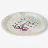 Ooh La Paris Eiffel Tower Happy Birthday Pappteller (Schrägansicht)