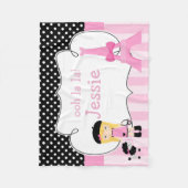 Ooh la Paris Eiffel Tower Pink und Black Fleecedecke (Vorderseite)
