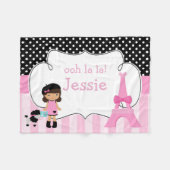 Ooh la Paris Eiffel Tower Pink und Black Fleecedecke (Vorderseite (Horizontal))