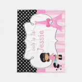 Ooh la Paris Eiffel Tower Pink und Black Fleecedecke (Vorderseite)