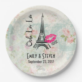 Ooh La Paris Eiffel Tower Vintage Wedding Pappteller