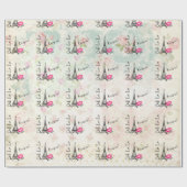 Ooh La Paris Eiffelturm auf Vintagem Muster Geschenkpapier (Flach)