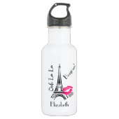 Ooh La Paris Eiffelturm mit rosa Lippen Edelstahlflasche (Vorderseite)