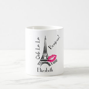 Ooh La Paris Eiffelturm mit rosa Lippen Kaffeetasse