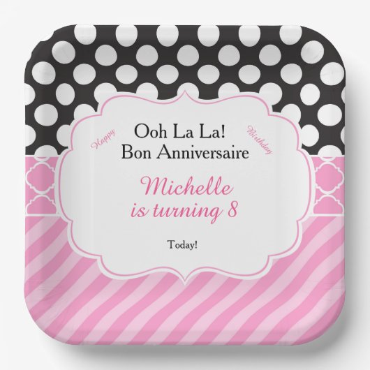 Ooh la Paris Tea Birthday Pappteller (Vorderseite)