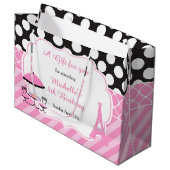 Ooh la Paris Tea Birthday Party Danke Große Geschenktüte (Vorderseite Schrägansicht)