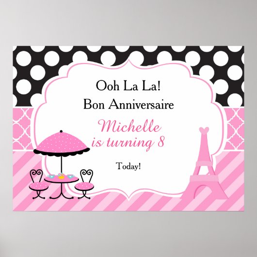 Ooh la Paris Tea Birthday Poster (Vorne)