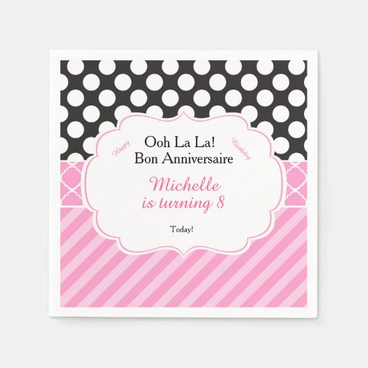 Ooh la Paris Tea Birthday Serviette (Vorderseite)