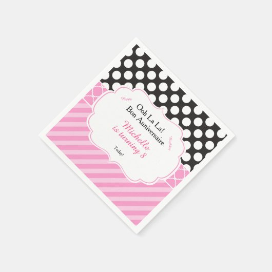 Ooh la Paris Tea Birthday Serviette (Ecke)